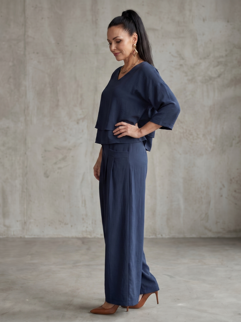 Rivière | Ensemble Top Superposé Pantalon Large