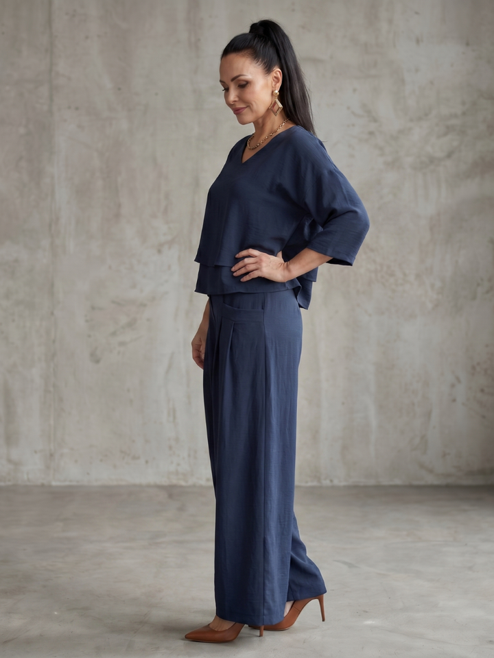Rivière | Ensemble Top Superposé Pantalon Large