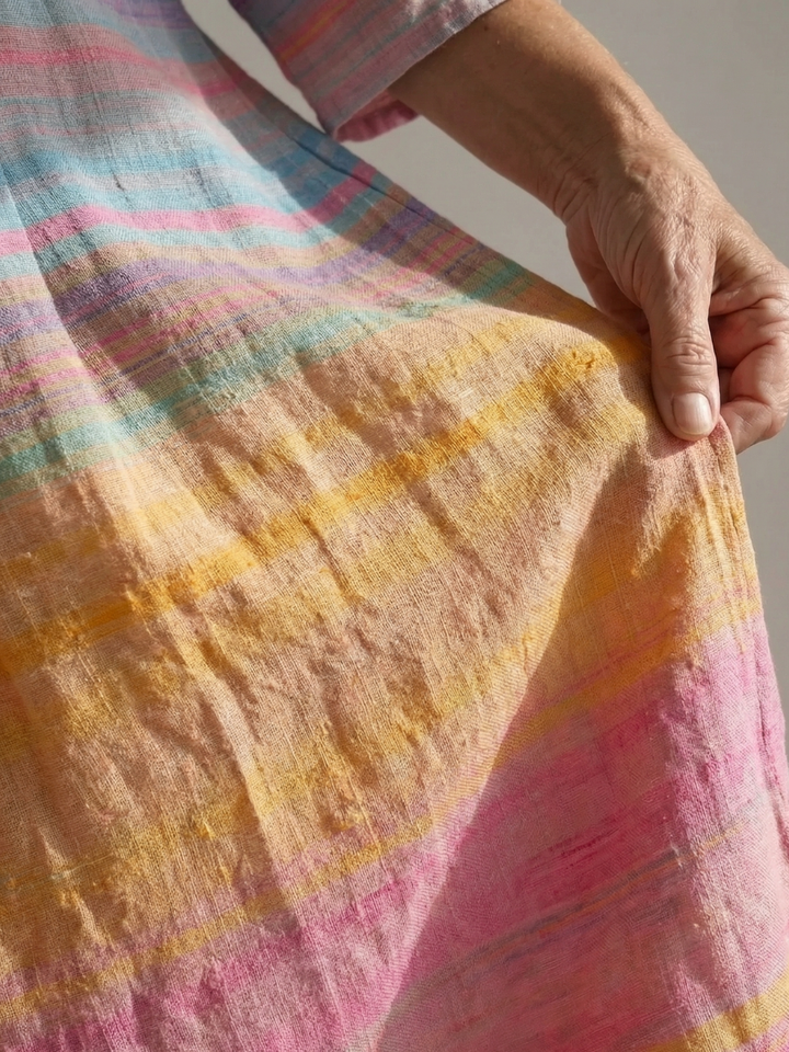 Blake | Robe Midi à Rayures en Dégradé de Couleurs