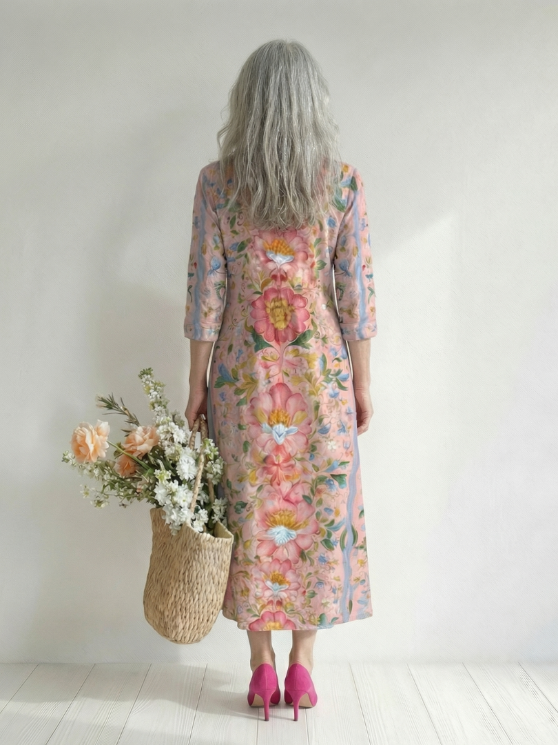 Julien | Robe Midi Florale en Forme Légère