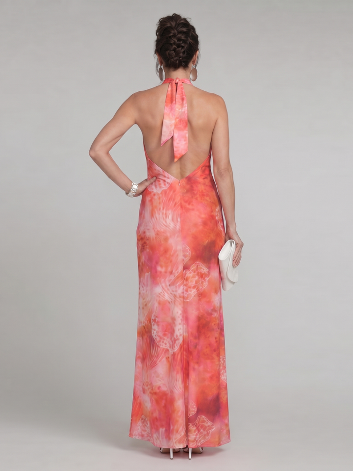 Coraline | Robe Maxi Imprimée à Col Halter