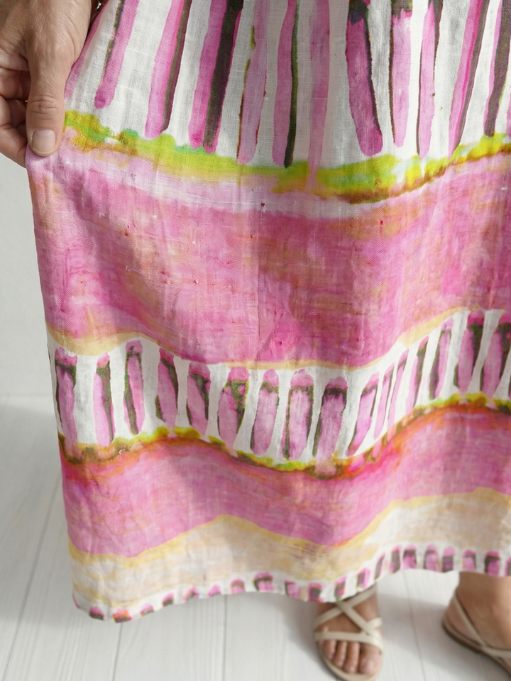 Calla | Robe Midi Rayée à Flux Facile