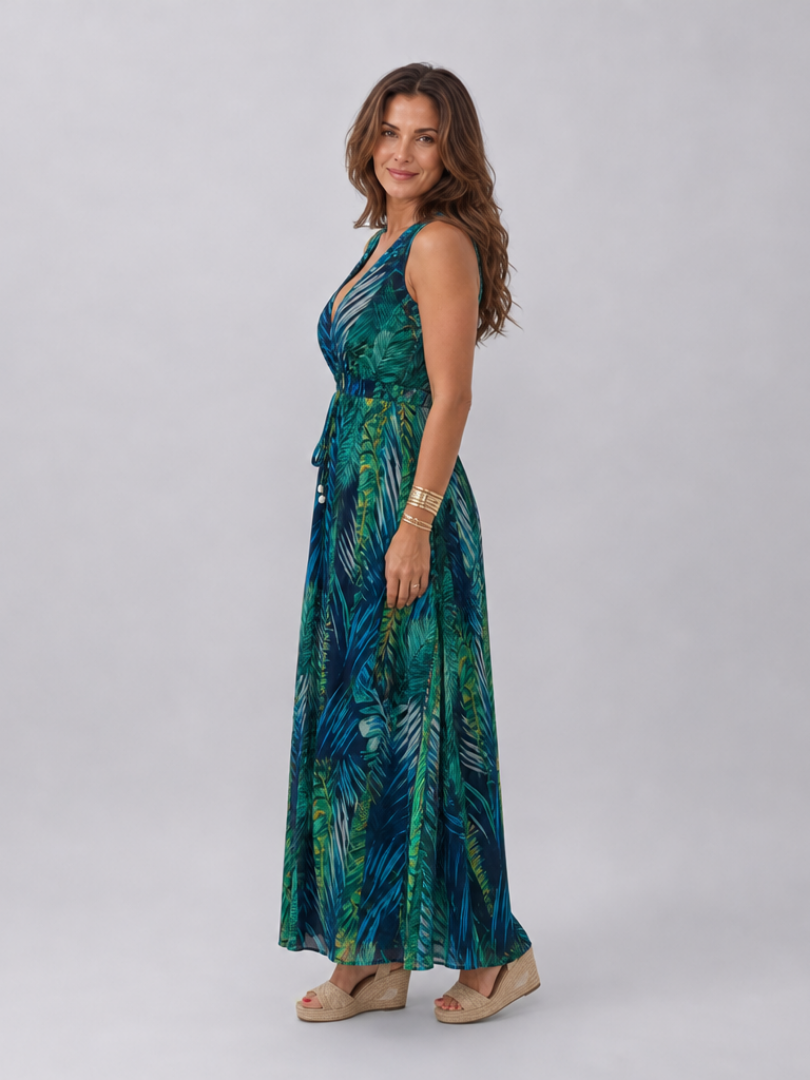 Zake | Robe Midi Sans Manches Taille Empire