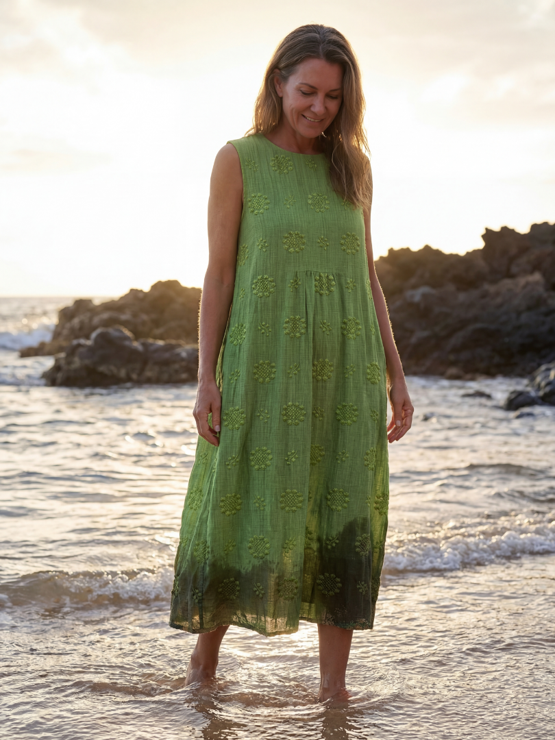 Kapua | Robe Midi à Texture de Jardin