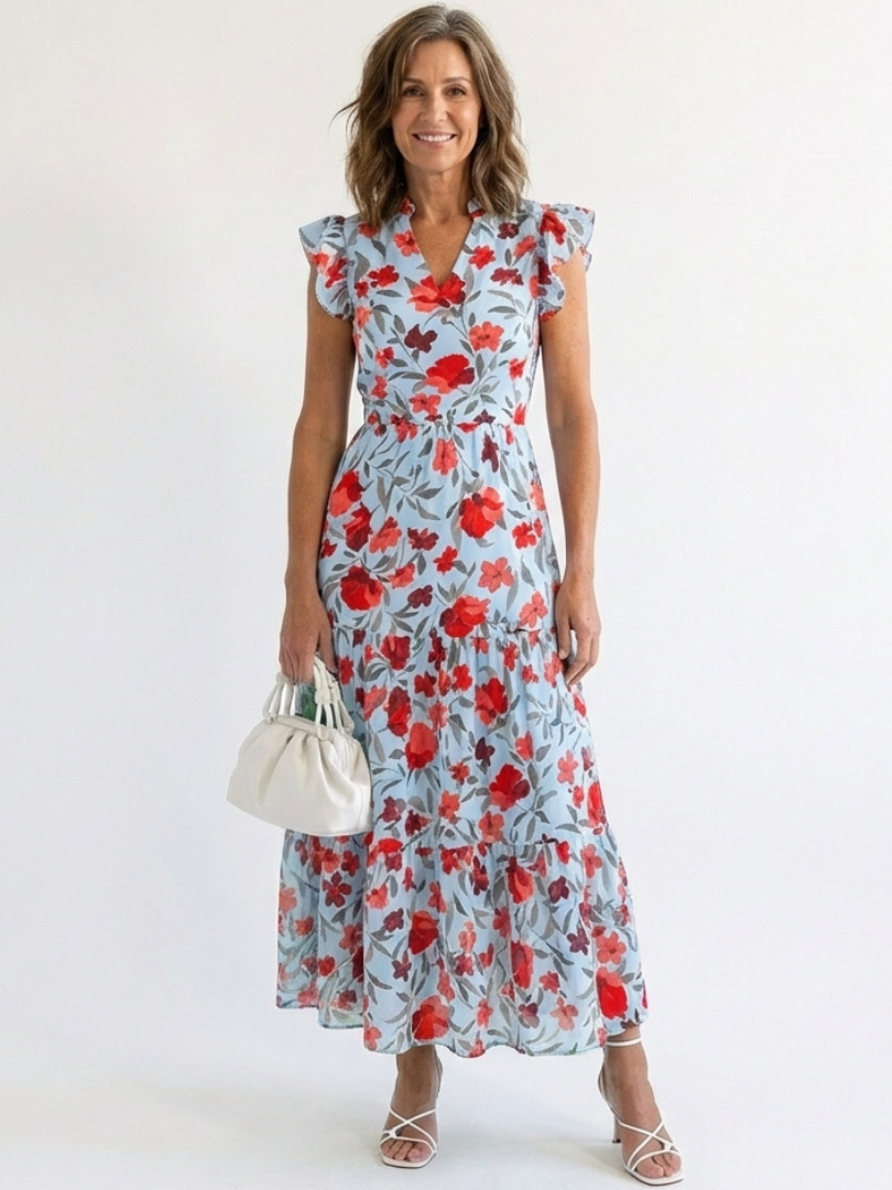 Lila | Robe Midi Évasée à Imprimé Floral