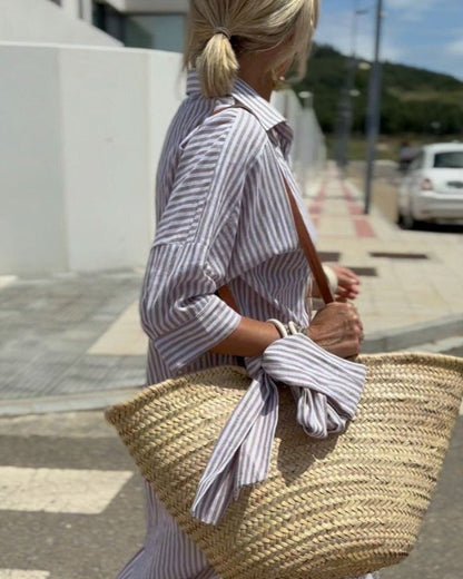 Clément™ | Robe Chemise Classique à Rayures
