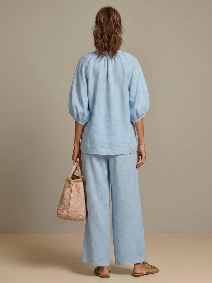 Natalia | Haut Blouson à Zip Avant Ensemble Pantalon Large