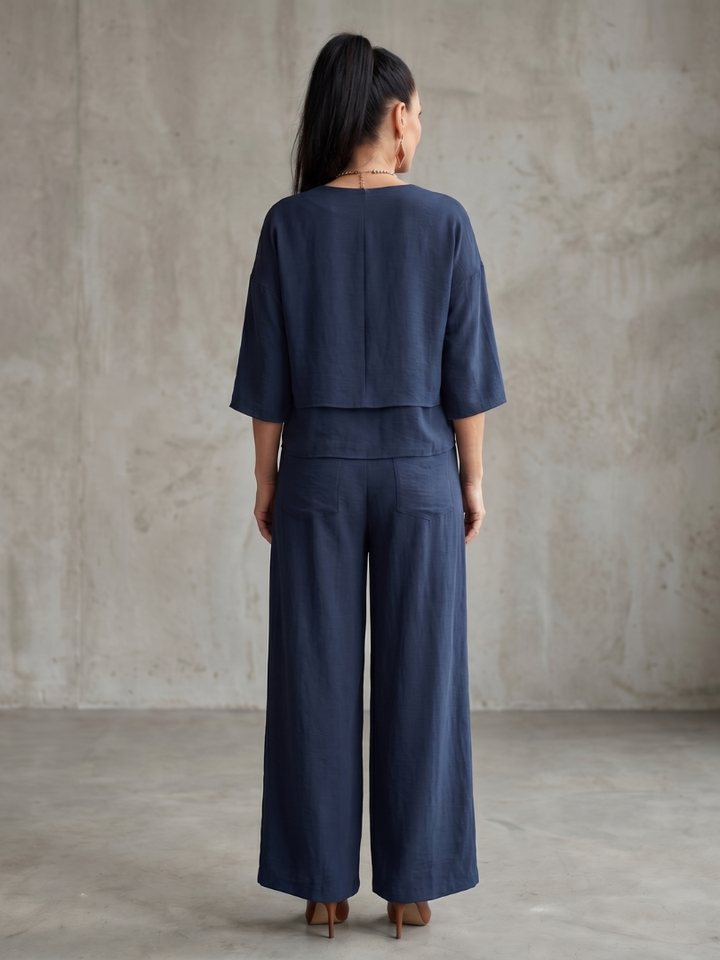 Rivière | Ensemble Top Superposé Pantalon Large