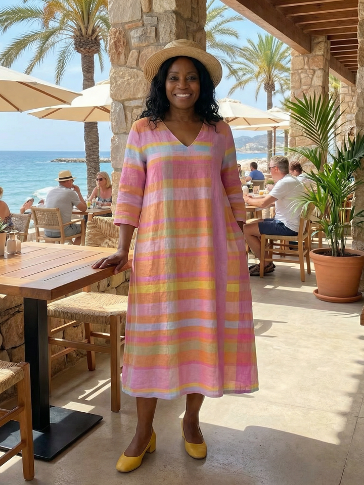 Tessa | Robe Midi Rayée Facile