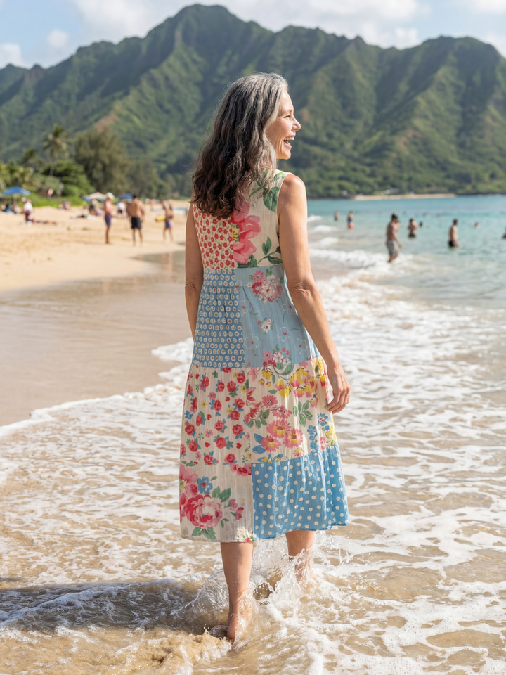 Kira | Robe Midi Florale Côtière