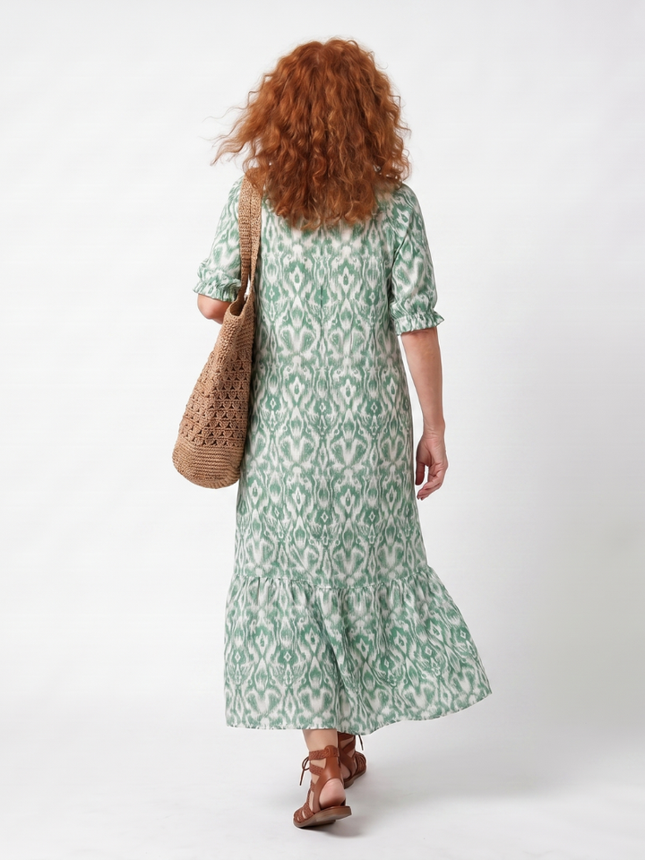 Ilara | Robe Midi à Col V avec Franges