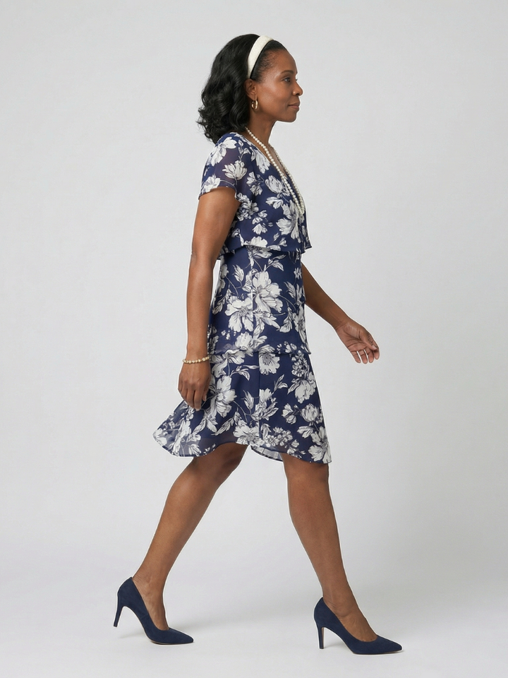 Thea | Robe Florale Subtile Longueur Genou