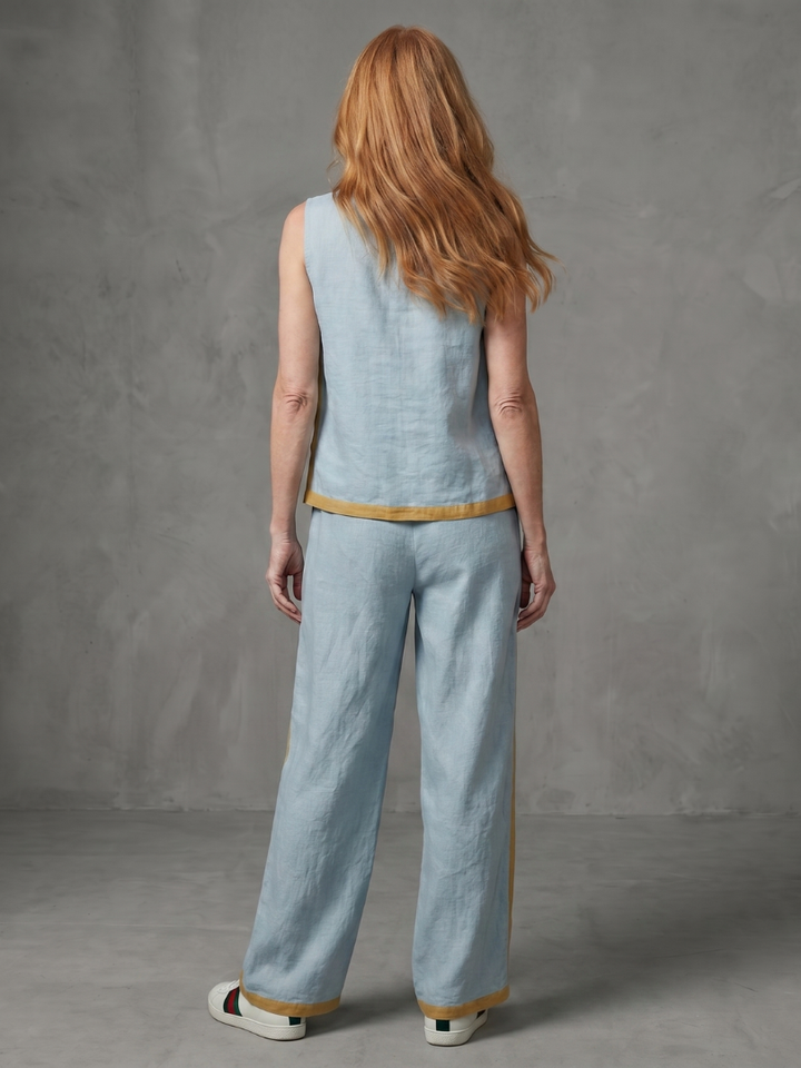 Inara | Ensemble Haut Sans Manches et Pantalons Large à Contraste