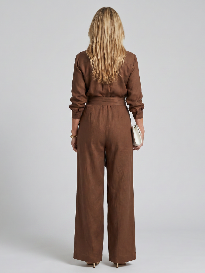 Jovie | Combinaison à manches longues avec boutons et jambes larges