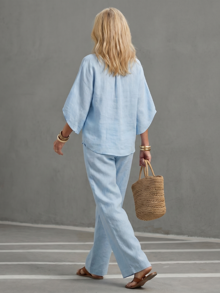 Amity | Ensemble tunique à boutons et pantalon décontracté