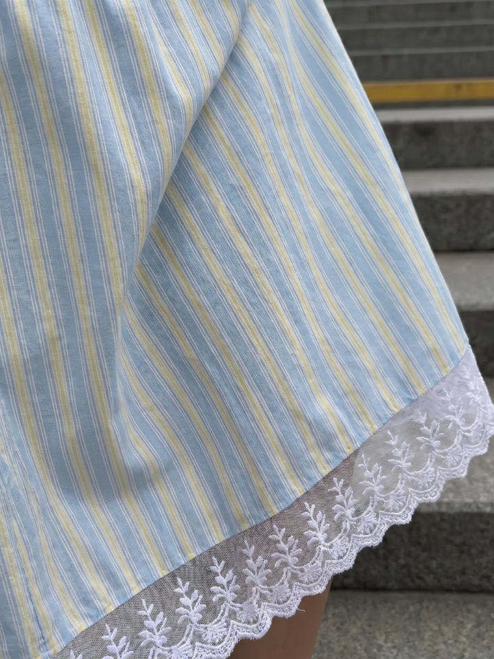Nathalia | Robe Midi à Bretelles Lien Sans Manches à Rayures