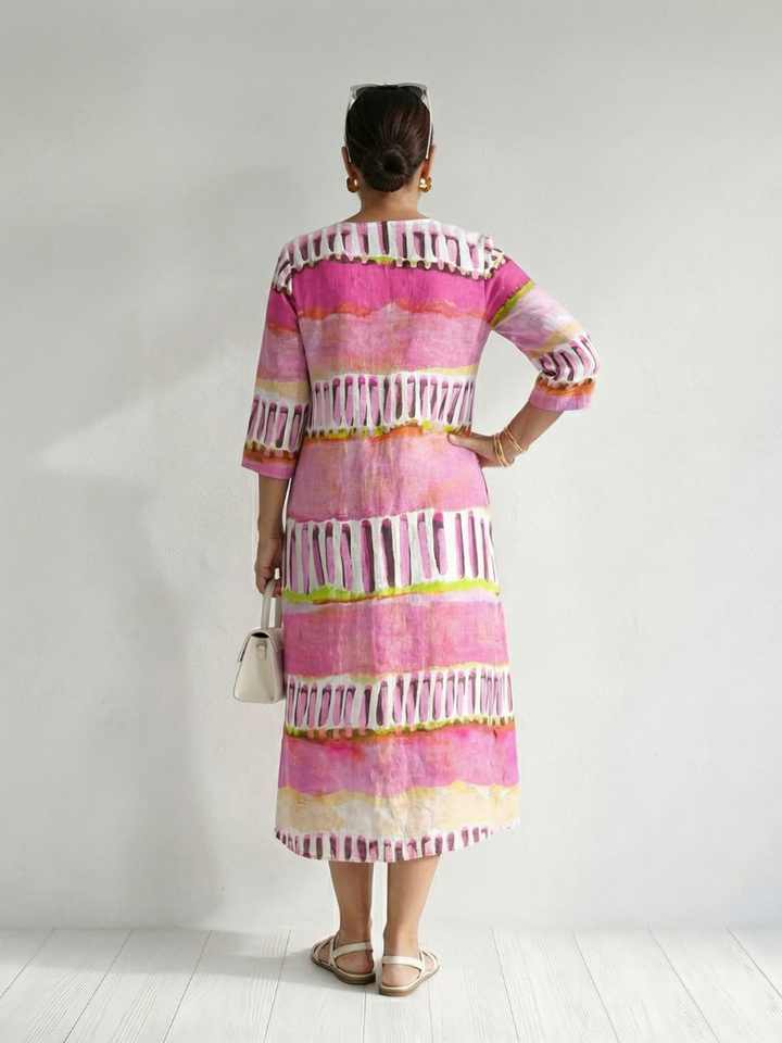 Calla | Robe Midi Rayée à Flux Facile