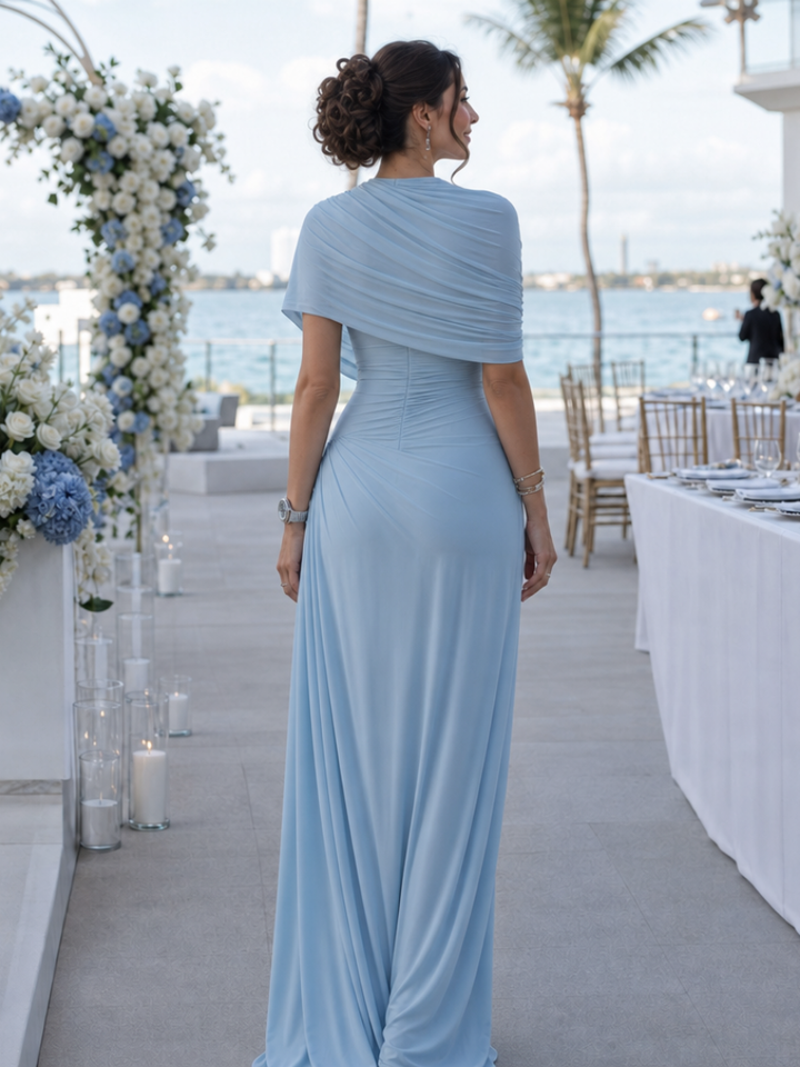 Thael | Robe Maxi à Épaule Dénudée et Corsage Drapé