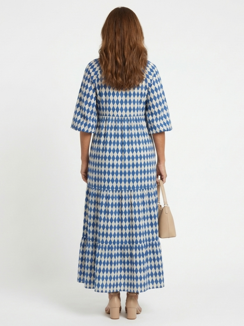 Elodie | Robe Midi à Imprimé Diamant