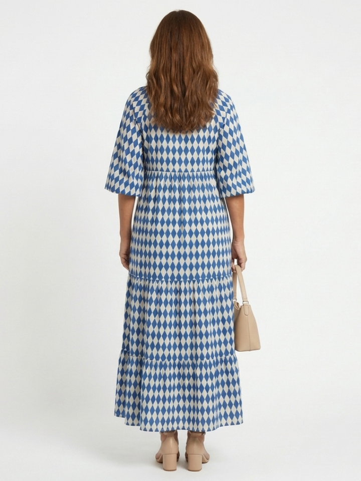 Elodie | Robe Midi à Imprimé Diamant