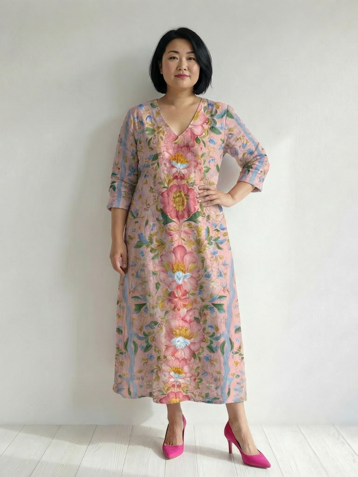 Julien | Robe Midi Florale en Forme Légère