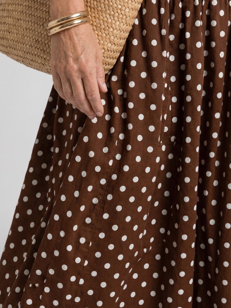 Sorien | Robe Midi Sans Bretelles à Motif Pois