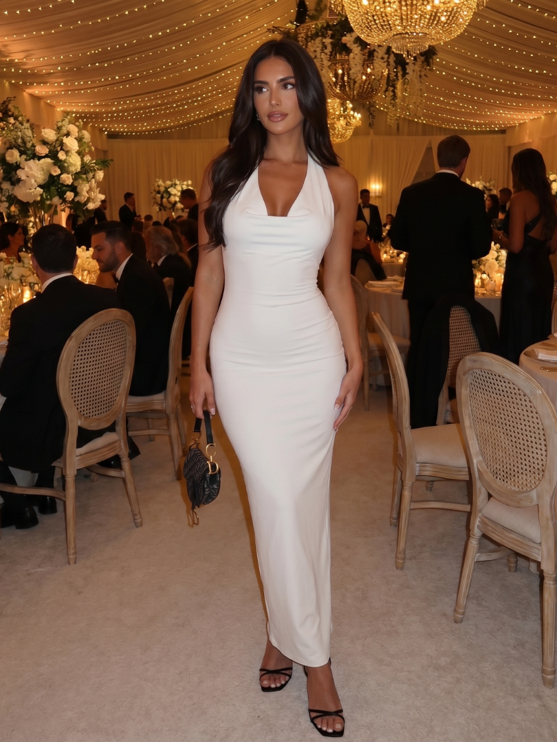 Neverine | Robe Midi Silhouette Ajustée à Encolure Halter