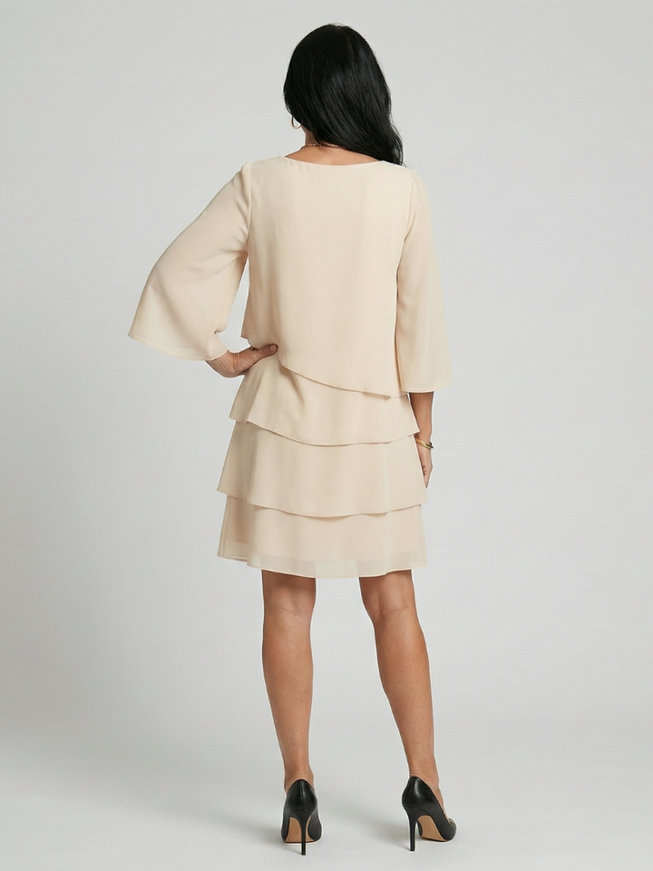 Della | Robe à manches évasées superposées, longueur genou