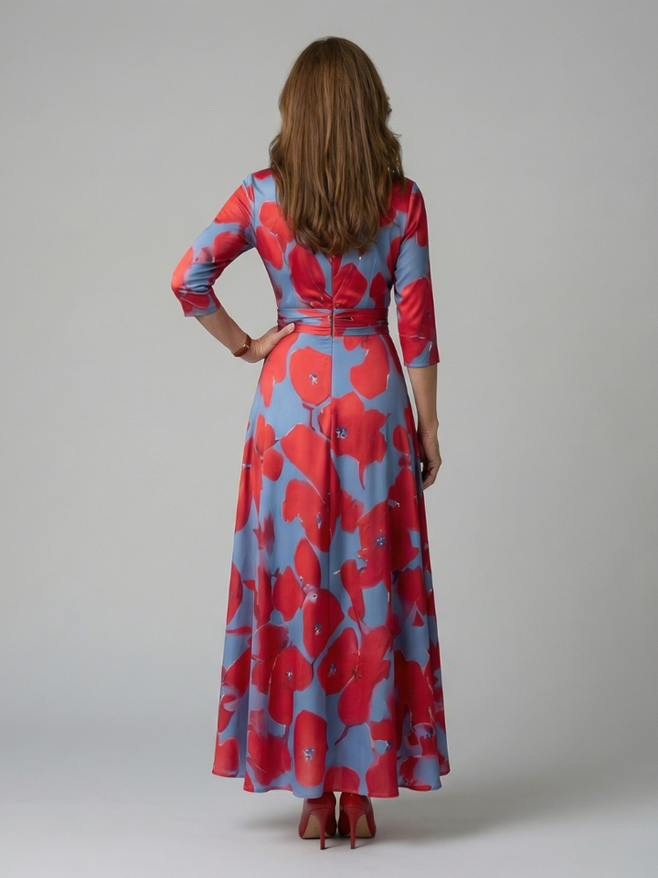 Celine | Robe Midi Croisée à Col Wrap
