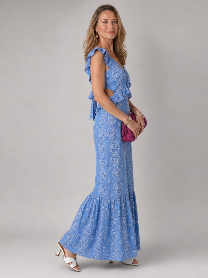 Alure | Robe midi sans manches avec volants