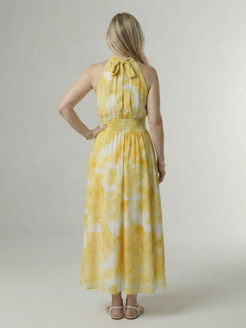 Sylin | Robe Midi à Encolure Halter Froncée