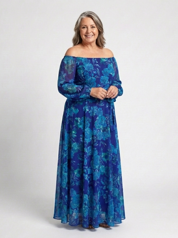 Aspen | Robe Maxi Fleurie à Épaules Dégagées