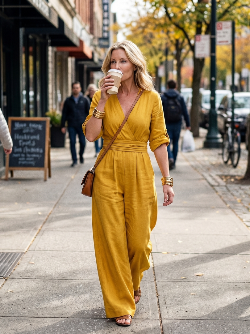 Wanda | Combinaison à jambes larges avec décolleté croisé