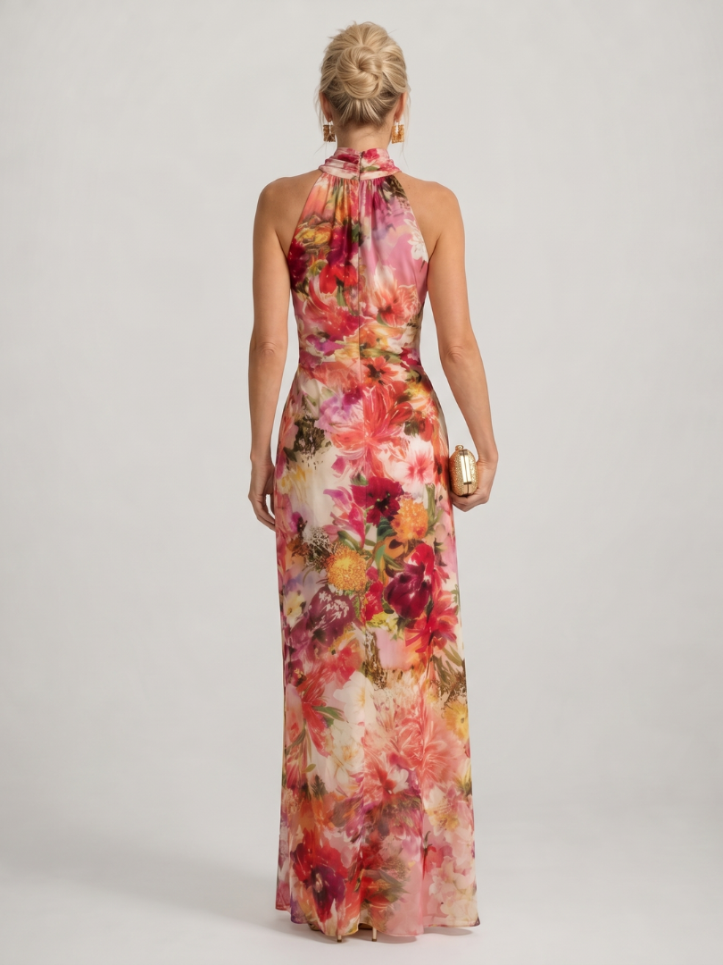 Elisabetta | Robe Maxi Imprimé Floral à Col Halter