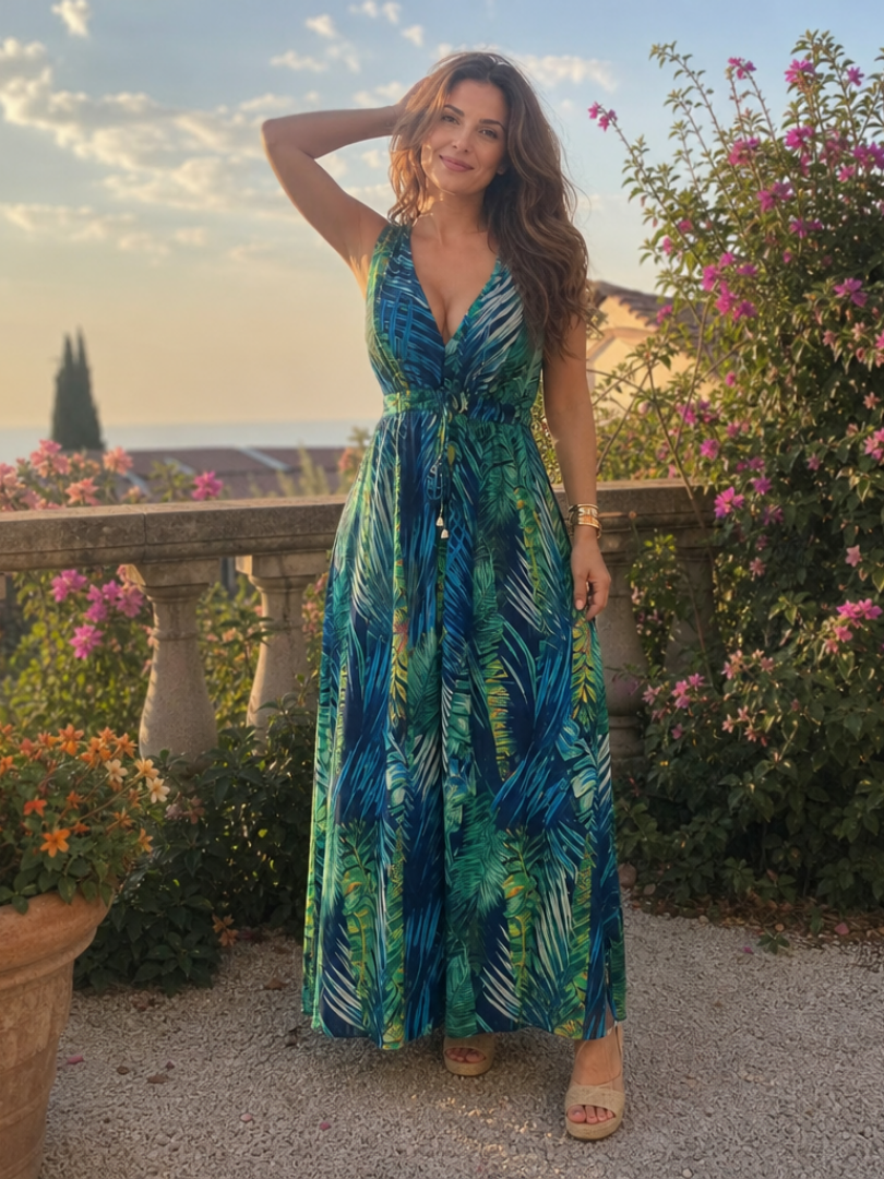 Zake | Robe Midi Sans Manches Taille Empire