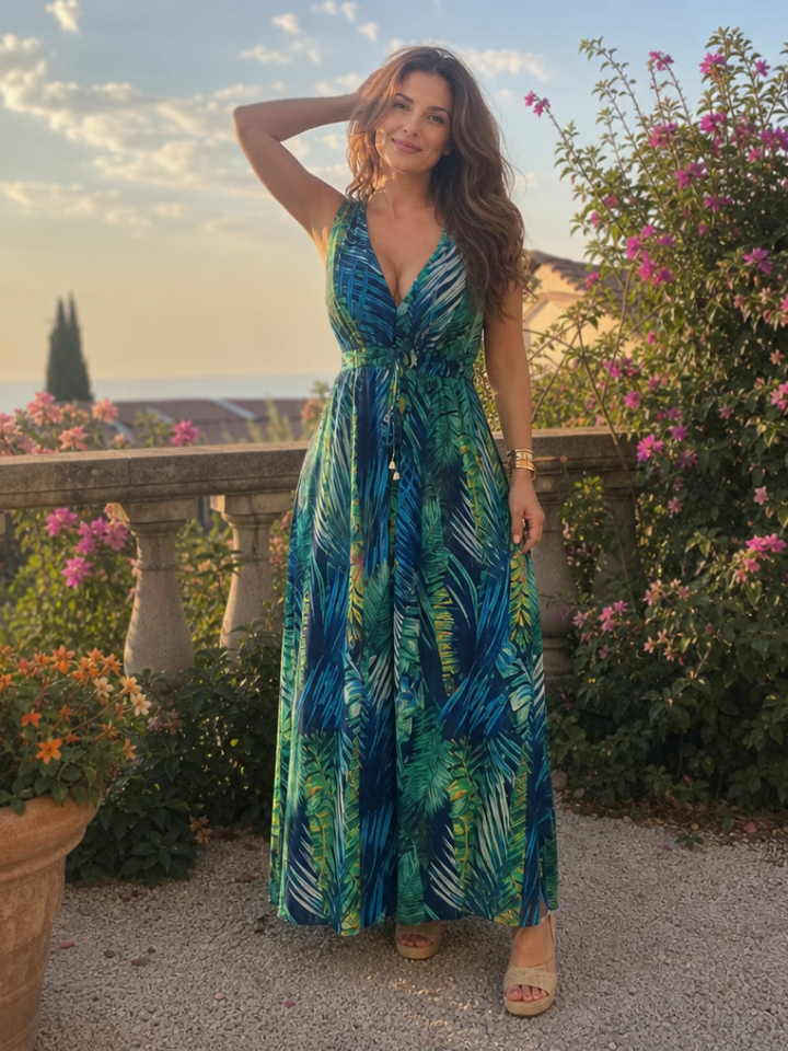Zake | Robe Midi Sans Manches Taille Empire