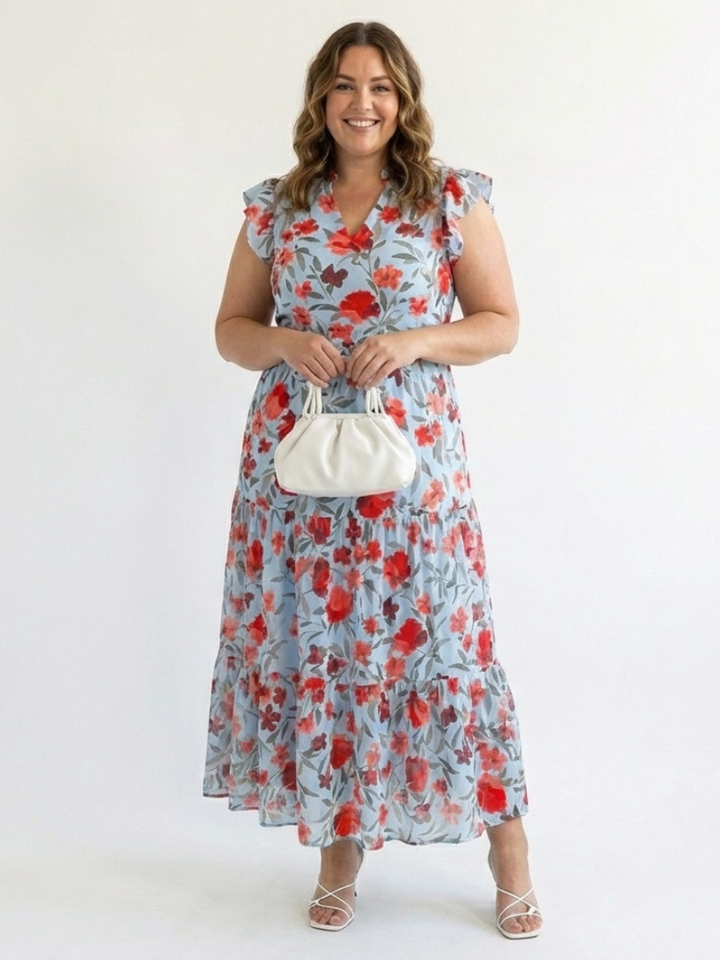 Lila | Robe Midi Évasée à Imprimé Floral