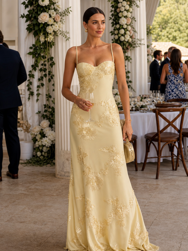 Danica | Robe Maxi à Bretelles Spaghetti et Corset