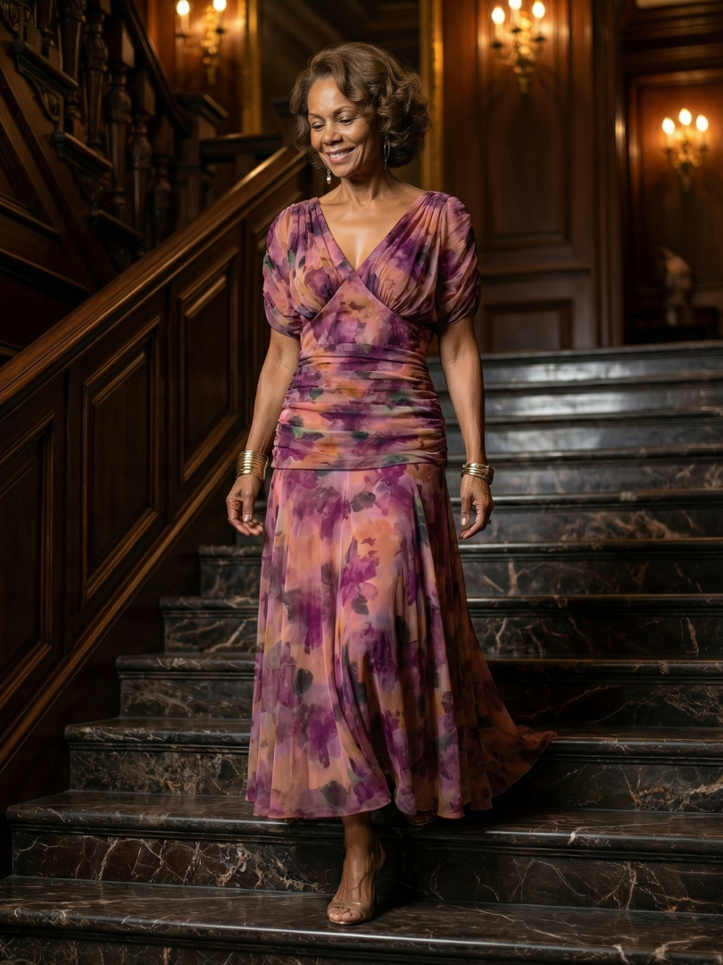 Calen | Robe Midi Décontractée à Épaule Dégagée