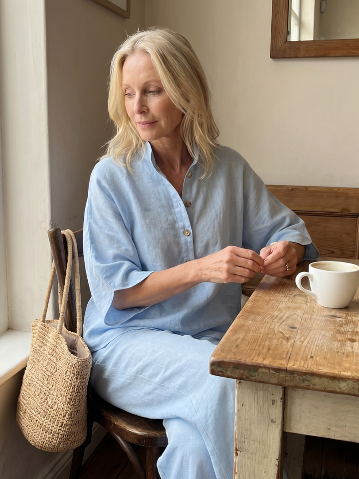 Amity | Ensemble tunique à boutons et pantalon décontracté