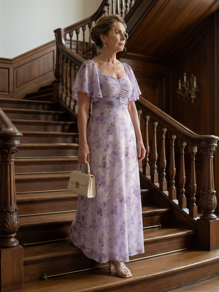 Vaelis | Robe Midi à Manches Flutter