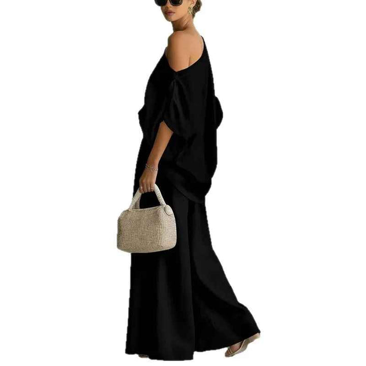 Lisa | Ensemble de Top Doux Off-Shoulder et Pantalons Ajustés