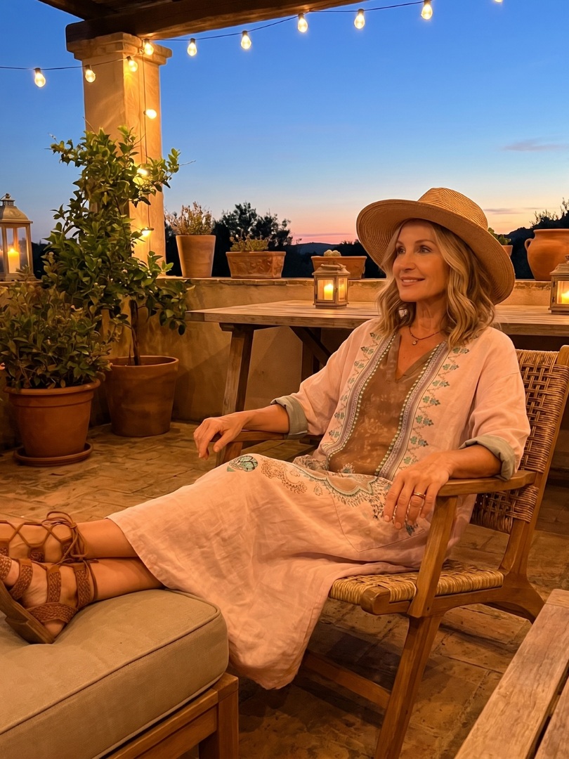 Kenza | Robe Midi Relaxed avec Panneaux Brodés et Poches