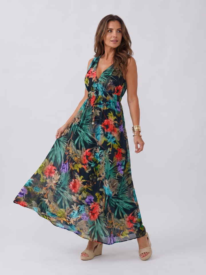 Zake | Robe Midi Sans Manches Taille Empire