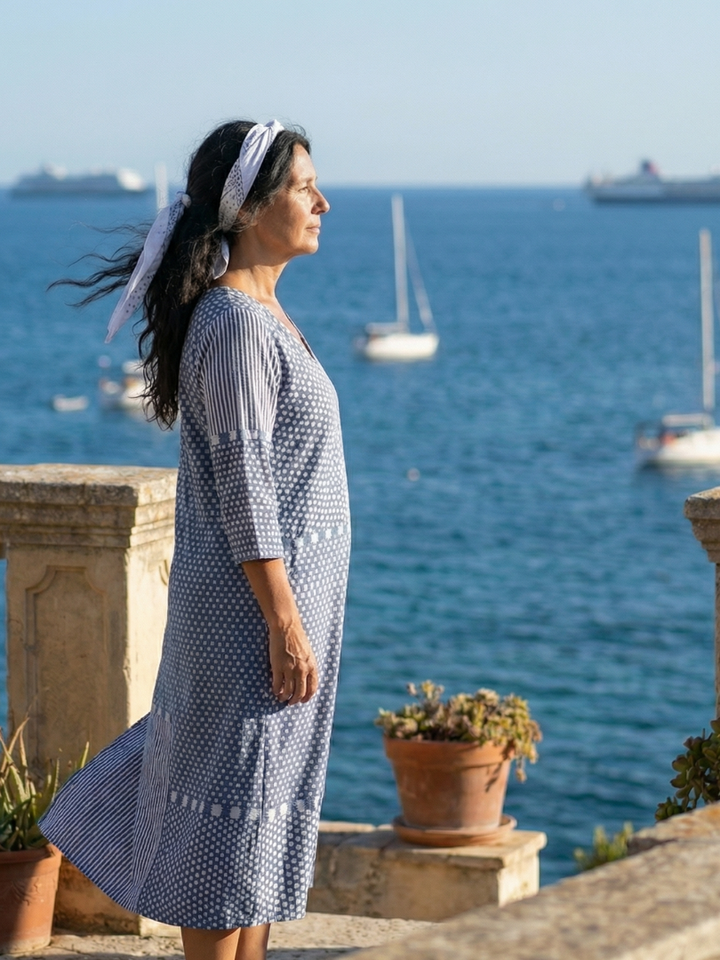 Nolan | Robe Midi Patchwork Ajustée