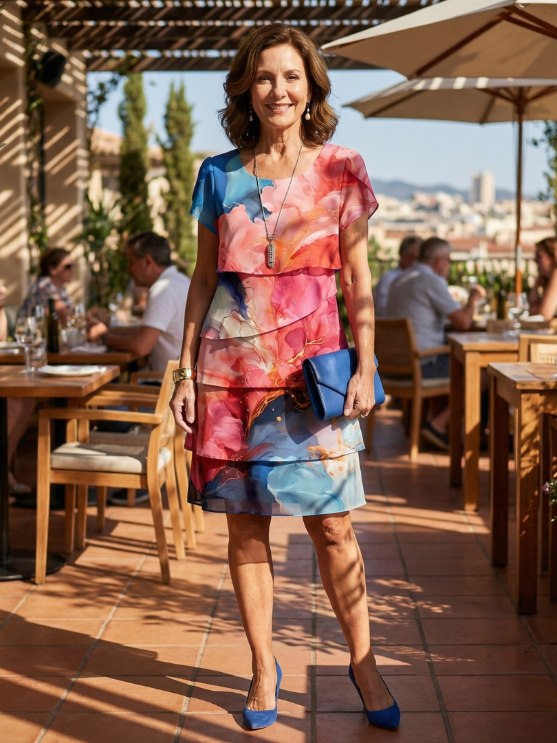 Mira | Robe Midi en Marbre Élégante
