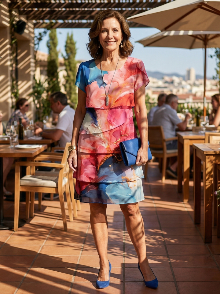 Mira | Robe Midi en Marbre Élégante
