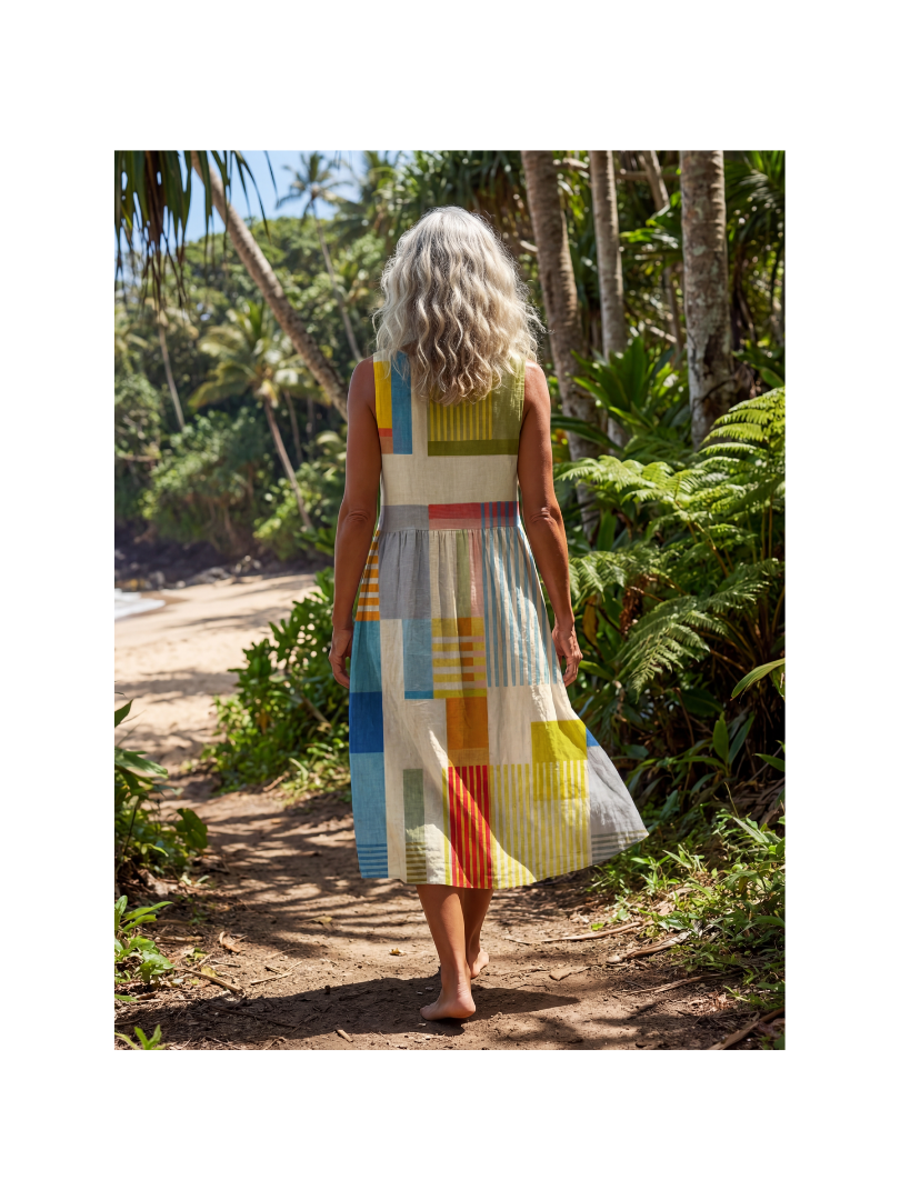 Esme | Robe Midi Patchwork Peinte