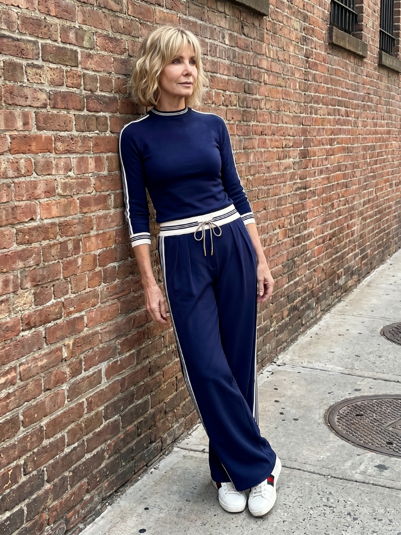 Eirlys | Ensemble haut à manches longues ajusté et pantalon large