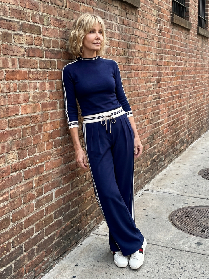 Eirlys | Ensemble haut à manches longues ajusté et pantalon large
